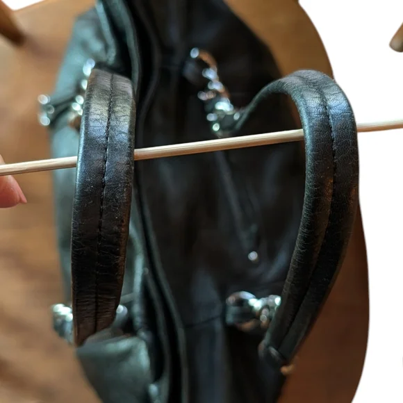 Vintage B Makowsky Black Leather Tote Bag - Picture 7 of 12